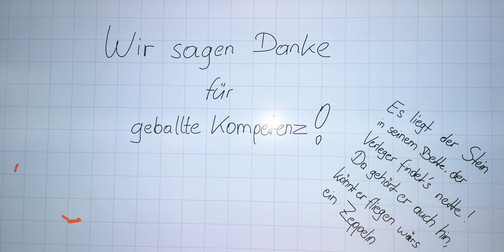 EIPOS 2023 - Tafel mit Danksagung an die Dozenten